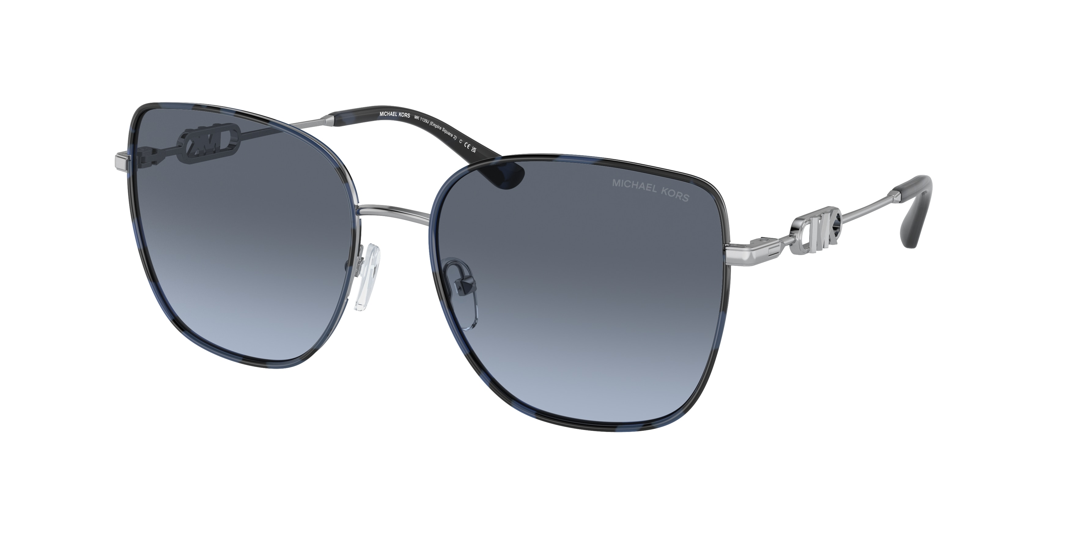 Michael Kors Femme Michael Kors MK1129J Empire Square 2 10158F Lunettes De Soleil MéTal Argent Bleu Carré Normale Nuancé-image